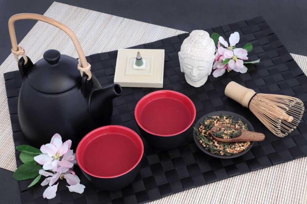 A burning green tea incense cone.