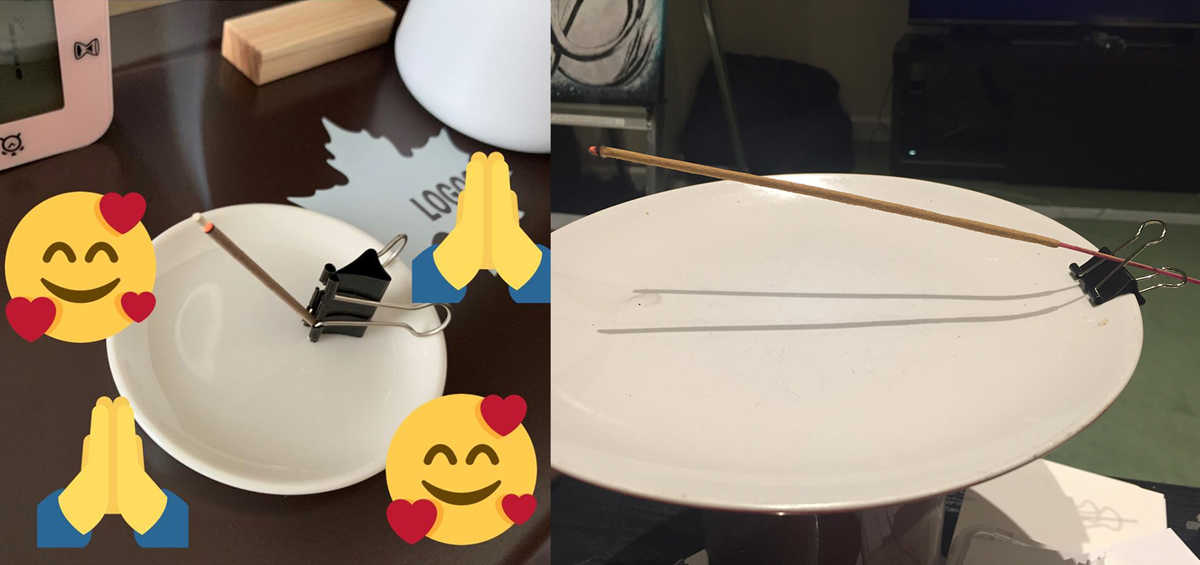 use the binder clip to stick incense You can also use the binder clip to stick incense.