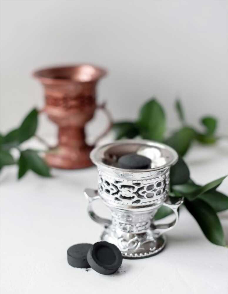 Burning incense indirectly heats incense through a censer.