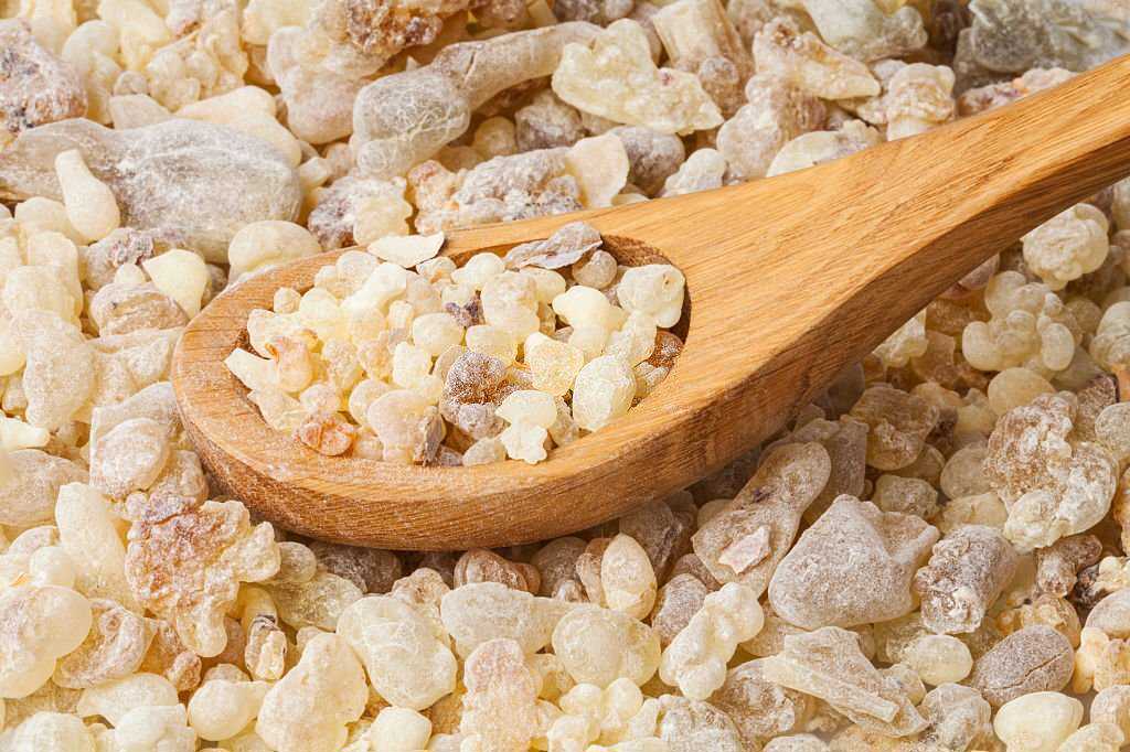 Frankincense incense Frankincense incense usually appears as resin-like granules.